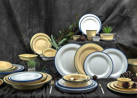 18Pc Enamel Ceramic Dinnerware Sets