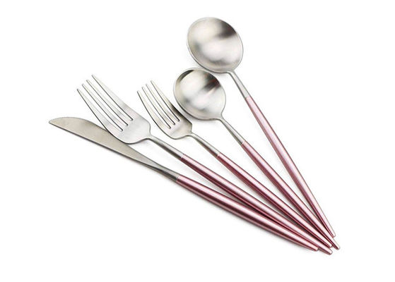 OEM ODM 4Pcs Matte Pink Stainless Steel Cutlery For Banquet