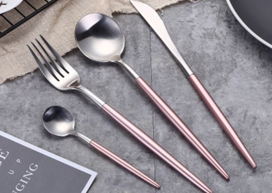 OEM ODM 4Pcs Matte Pink Stainless Steel Cutlery For Banquet