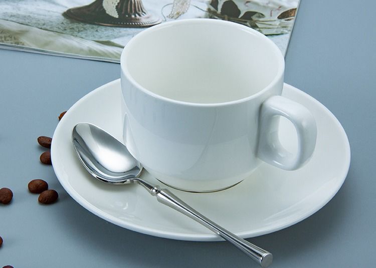 SGS White Stackable Ceramic Mug Cup With Handle