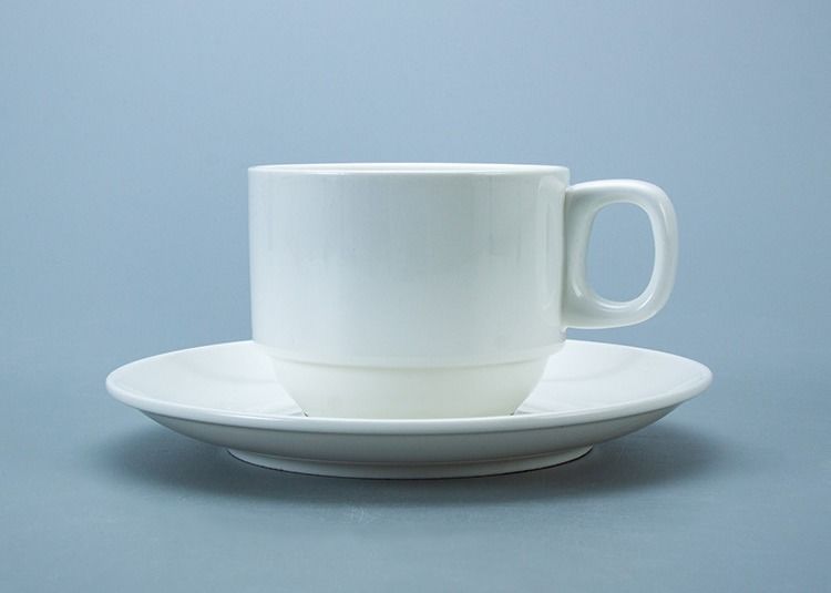 SGS White Stackable Ceramic Mug Cup With Handle